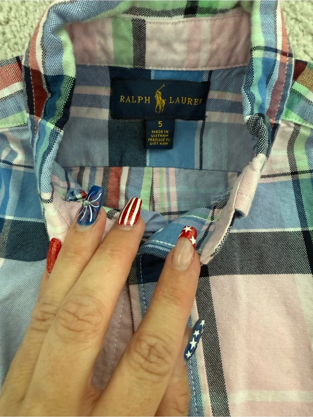 Ralph Lauren Pastel Plaid Short Sleeve Boys Button-Down Shirt